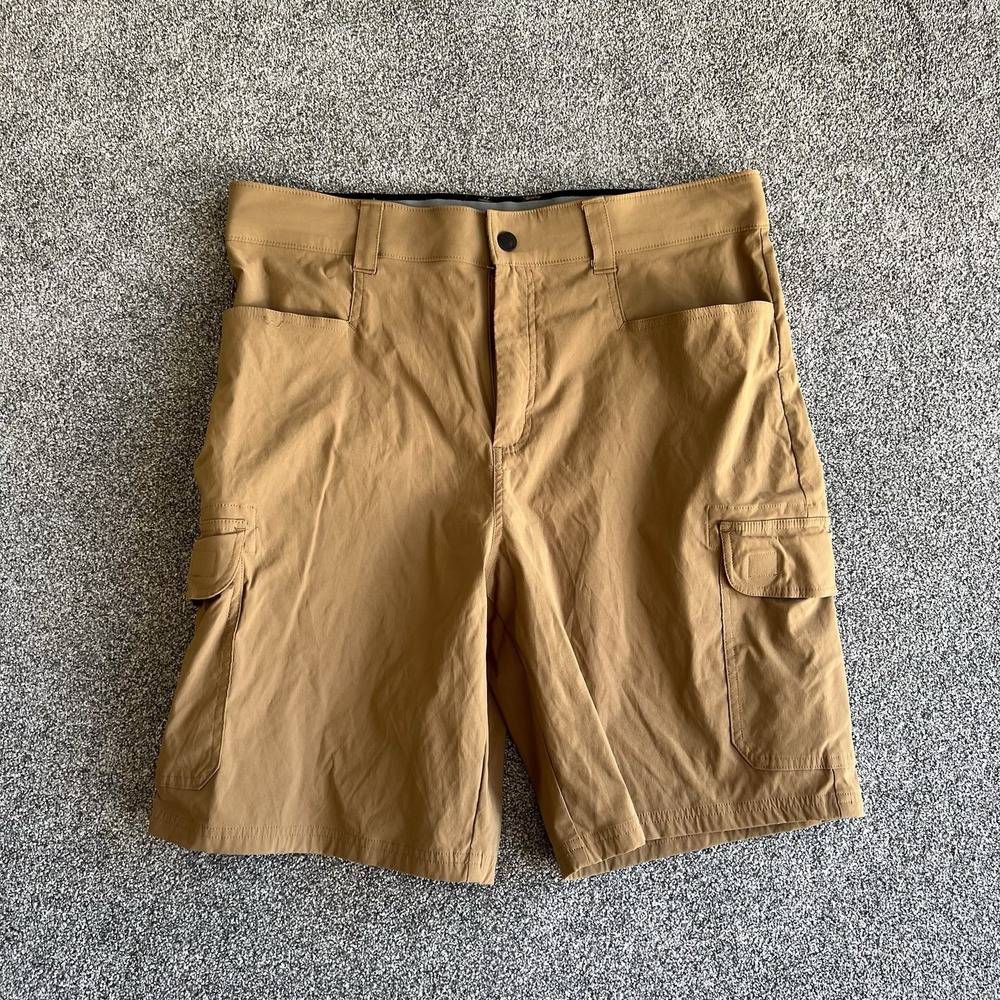 Orvis Mens 36 Khaki Cargo Shorts Outdoor Hiking Utility Performance Stretch Tan
